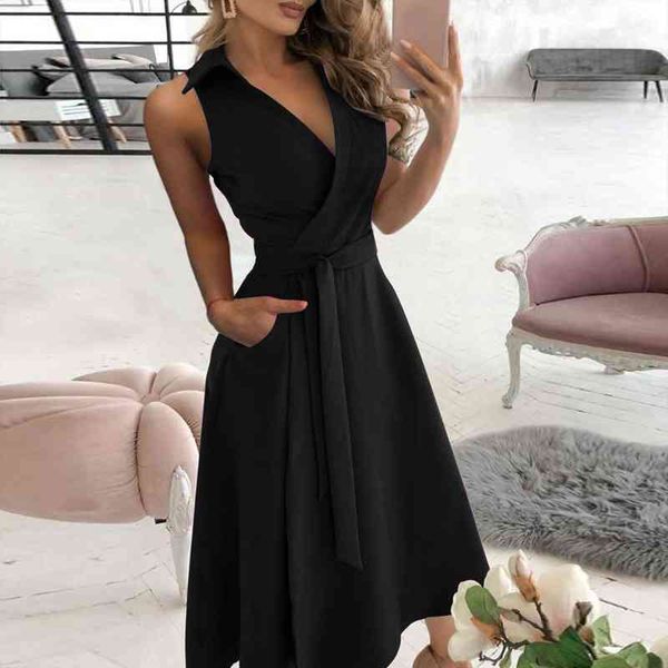 women dress elegant lapel v neck sleeveless summer dress black green purple casual dresses for women vestidos mujer robe, Black;gray
women dress elegant lapel v neck sleeveless summer dress black green purple casual dresses for women vestidos mujer robe, Black;gray