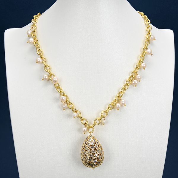guaiguai jewelry natural cultured white pearl gold plated chain necklace cz teardrop crystal pendant for women, Silver
guaiguai jewelry natural cultured white pearl gold plated chain necklace cz teardrop crystal pendant for women, Silver
