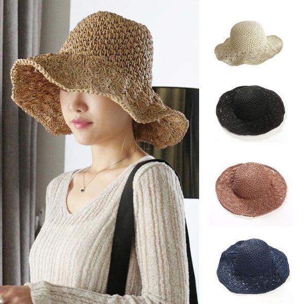 wide brim hats summer hollow folding sun hat women woven straw ladies solid color caps outdoor beach holiday visor cap panama, Blue;gray
wide brim hats summer hollow folding sun hat women woven straw ladies solid color caps outdoor beach holiday visor cap panama, Blue;gray