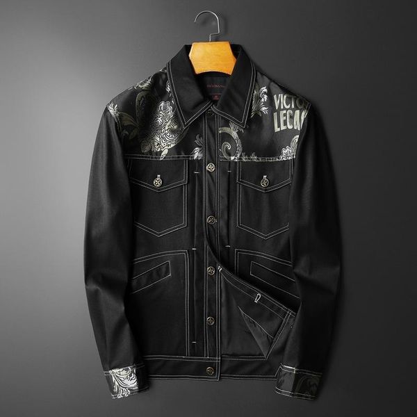 men's jackets 2021 fall/winter style denim stitching embroidery fashion man handsome lapel jacket male printing, Black;brown
men's jackets 2021 fall/winter style denim stitching embroidery fashion man handsome lapel jacket male printing, Black;brown
