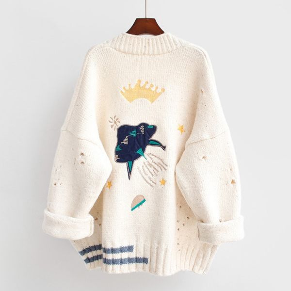 cartoon embroidery oversize cardigans women harajuku loose v neck sweaters jacket female knitted cardigan mujer 2021 winter, White;black
cartoon embroidery oversize cardigans women harajuku loose v neck sweaters jacket female knitted cardigan mujer 2021 winter, White;black