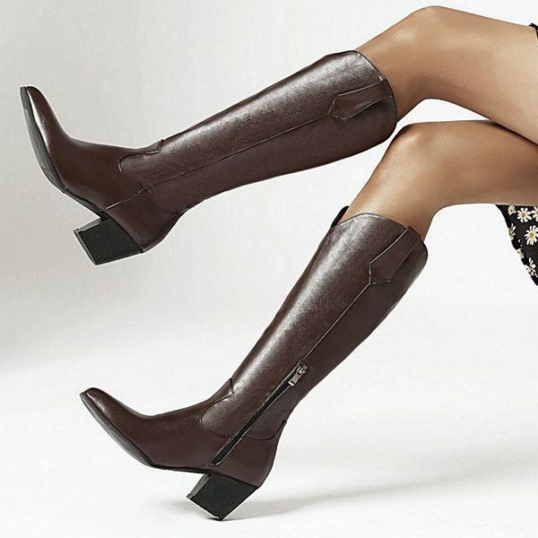 boots women pu leather knee high fashion zipper square heel westren ladies pointed toe autumn winter long, Black
boots women pu leather knee high fashion zipper square heel westren ladies pointed toe autumn winter long, Black