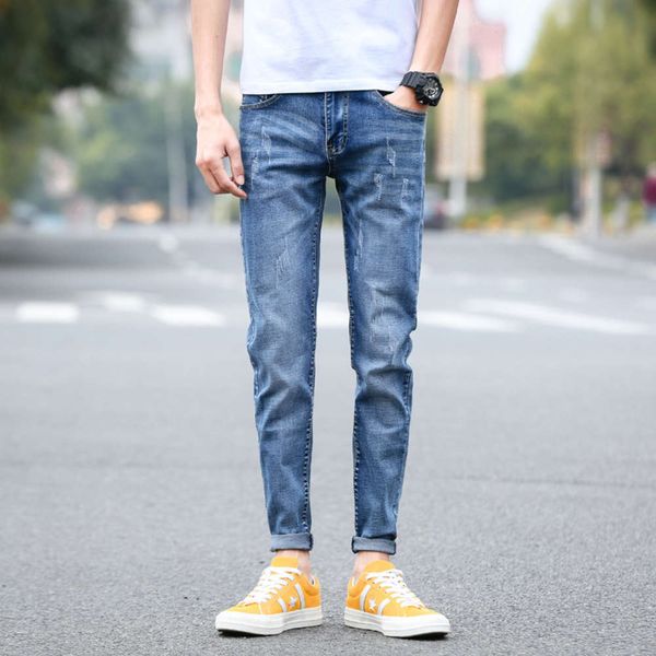 jeans four seasons simple comfortable fashion breathable korean leggings trend versatile cat beard men's pants, Blue
jeans four seasons simple comfortable fashion breathable korean leggings trend versatile cat beard men's pants, Blue