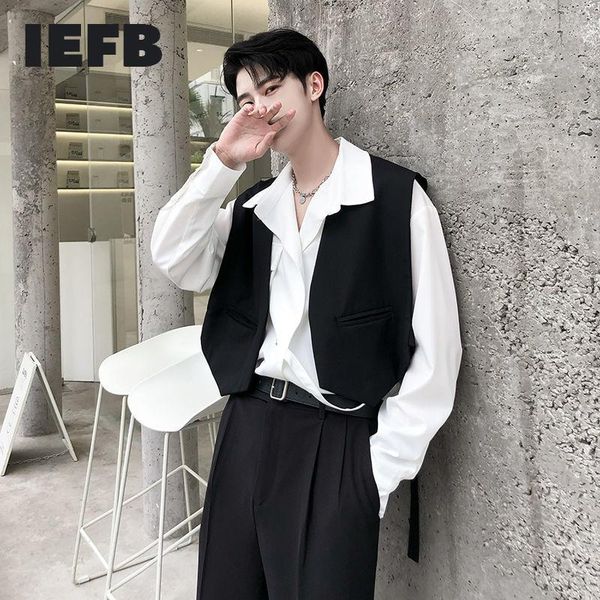 men's vests iefb sleeveless ribbon design small camp niche fashionable man's black short vest 2021 autumn all-match cloth 9y8405, Black;white
men's vests iefb sleeveless ribbon design small camp niche fashionable man's black short vest 2021 autumn all-match cloth 9y8405, Black;white
