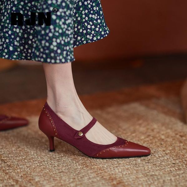 dress shoes rjn cow leather ladies fashion rivet pointed toe thin heels retro buckle strap shallow ro572, Black
dress shoes rjn cow leather ladies fashion rivet pointed toe thin heels retro buckle strap shallow ro572, Black