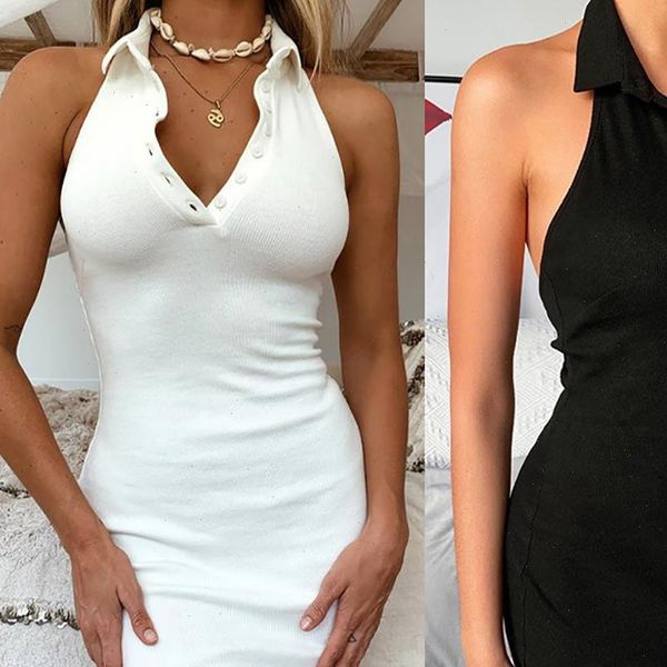 h40 women bodycon dress solid color backless deep v neck mini dress clubwear party dresses for women vestido de, Black;gray
h40 women bodycon dress solid color backless deep v neck mini dress clubwear party dresses for women vestido de, Black;gray