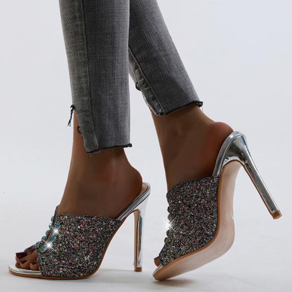 2021 new fashion summer high heels slippers sandals women bling crystal peep toe slip on sier slides h6z7, Black
2021 new fashion summer high heels slippers sandals women bling crystal peep toe slip on sier slides h6z7, Black