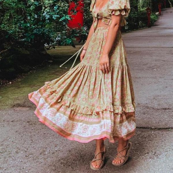 BOHO Bow Tide Ruffles Floral Tank Top Crop Top Sexy Women Elastic Waist Maxi Long Skirt Half Sleeve Shirt Holiday 2 Pieces Set, Red
BOHO Bow Tide Ruffles Floral Tank Top Crop Top Sexy Women Elastic Waist Maxi Long Skirt Half Sleeve Shirt Holiday 2 Pieces Set, Red