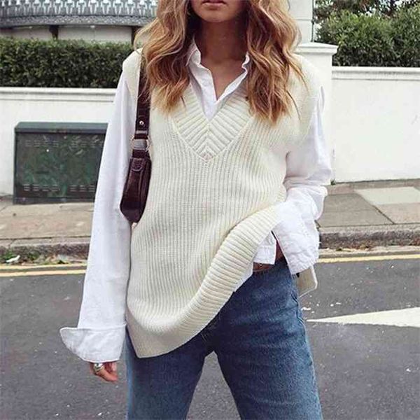women v-neck knitted vest autumn casual sleeveless solid sweater vest korean preppy winter loose split lady jumper pullover, Black;white
women v-neck knitted vest autumn casual sleeveless solid sweater vest korean preppy winter loose split lady jumper pullover, Black;white