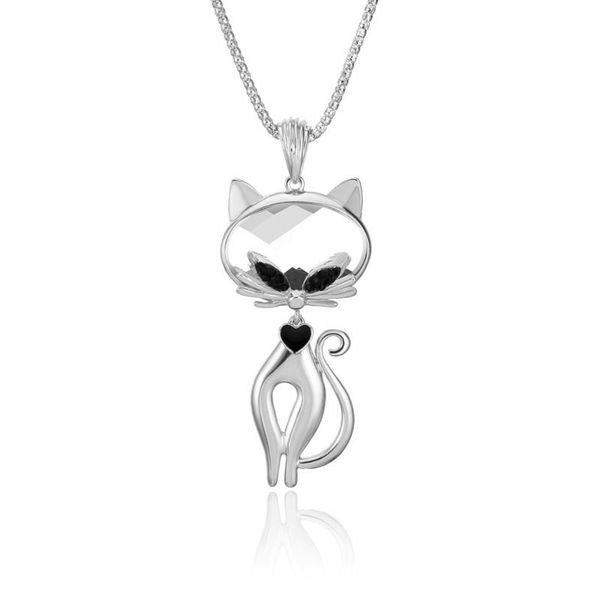 pendant necklaces big crystal cat necklace silver color long chain women jewelry party gifts 2021
pendant necklaces big crystal cat necklace silver color long chain women jewelry party gifts 2021