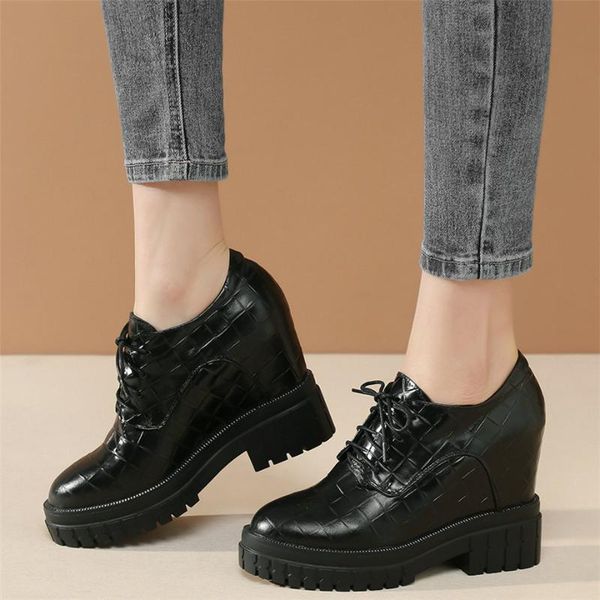 casual shoes women lace up genuine leather high heel pumps shoes female round toe platform oxfords mid ankle boots, Black
casual shoes women lace up genuine leather high heel pumps shoes female round toe platform oxfords mid ankle boots, Black