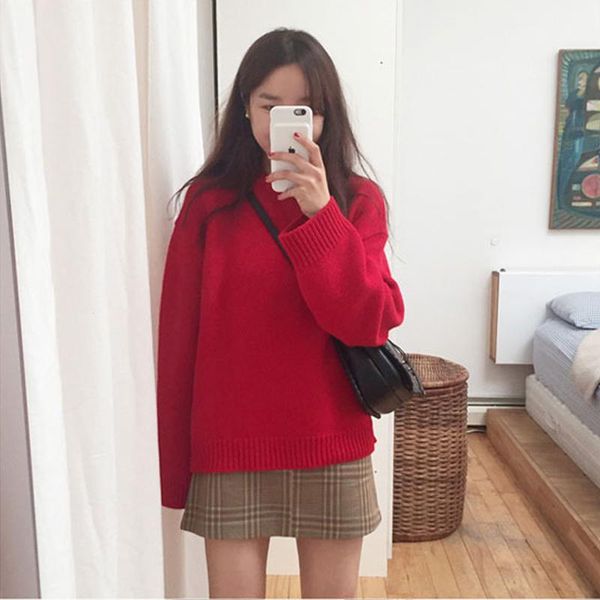 women's sweaters solid vintage korean knitted pullovers women o-neck loose casual autumn winter sweater preppy long sleeve lazy warm w2, White;black
women's sweaters solid vintage korean knitted pullovers women o-neck loose casual autumn winter sweater preppy long sleeve lazy warm w2, White;black
