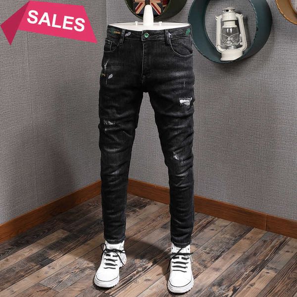 korean style fashion men jeans elastic slim fit ripped denim pencil pants streetwear hip hop casual long trousers, Blue
korean style fashion men jeans elastic slim fit ripped denim pencil pants streetwear hip hop casual long trousers, Blue