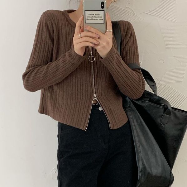 female in the form 2021 new thin double slimming zipper all-match sweater jacket ihdf, White;black
female in the form 2021 new thin double slimming zipper all-match sweater jacket ihdf, White;black