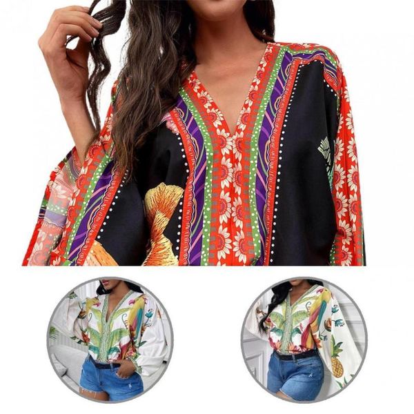 women's blouses & shirts fashion tropical print vintage women blouse pullover quick drying soft, White
women's blouses & shirts fashion tropical print vintage women blouse pullover quick drying soft, White