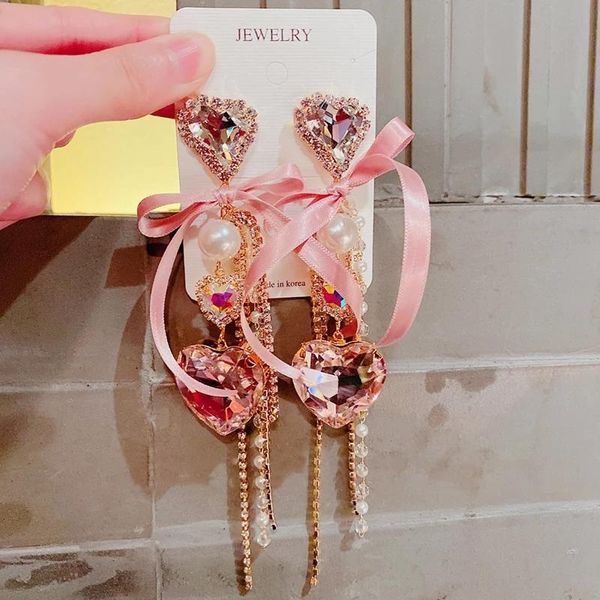 dangle & chandelier korean cute elegant yarn pink bowknot heart crystal long tassel drop earrings for women girls nice and shiny party jewel, Silver
dangle & chandelier korean cute elegant yarn pink bowknot heart crystal long tassel drop earrings for women girls nice and shiny party jewel, Silver