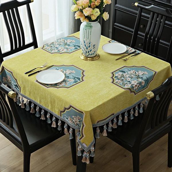 table cloth chenille chinese style square tablecloth dining tea coffee cover party tassel flower yellow blue 140x140cm decoration
table cloth chenille chinese style square tablecloth dining tea coffee cover party tassel flower yellow blue 140x140cm decoration