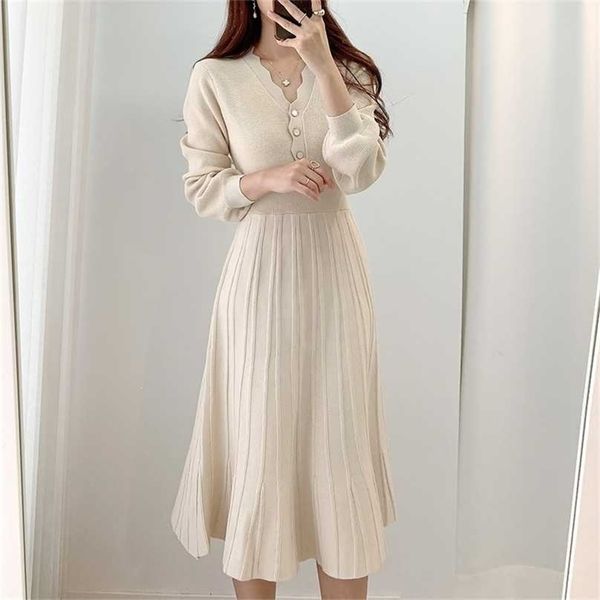 vintage elegant knitted beige midi dress autumn long sleeve slim woman sweater es pleated 211109, Black;gray
vintage elegant knitted beige midi dress autumn long sleeve slim woman sweater es pleated 211109, Black;gray