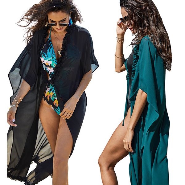 2021 yy50 new cover-up for woman bikini set beach casual chiffon maxi es black green sunproof female summer clothes ayrg, Black;gray
2021 yy50 new cover-up for woman bikini set beach casual chiffon maxi es black green sunproof female summer clothes ayrg, Black;gray