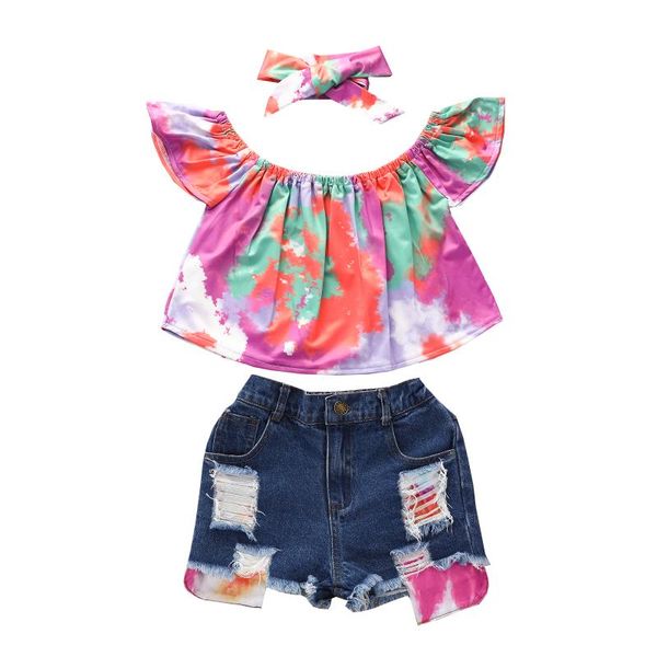 clothing sets focusnorm 1-6y summer lovely kids girls clothes 3pcs tie-dye printed off shoulder t shirts denim shorts headband, White
clothing sets focusnorm 1-6y summer lovely kids girls clothes 3pcs tie-dye printed off shoulder t shirts denim shorts headband, White