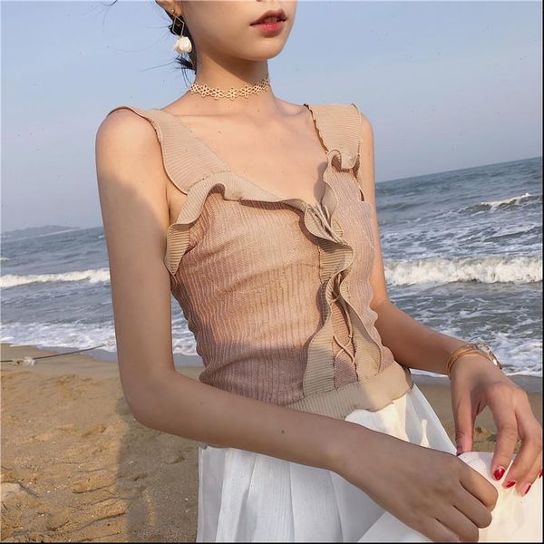 women cami summer female knitted short camis patchwork chiffon ruffles girls sleeveless t shirt camisoles tanks crop for, White
women cami summer female knitted short camis patchwork chiffon ruffles girls sleeveless t shirt camisoles tanks crop for, White