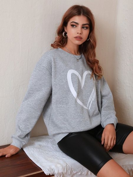 heart print drop shoulder sweatshirt b1an#, White;black
heart print drop shoulder sweatshirt b1an#, White;black