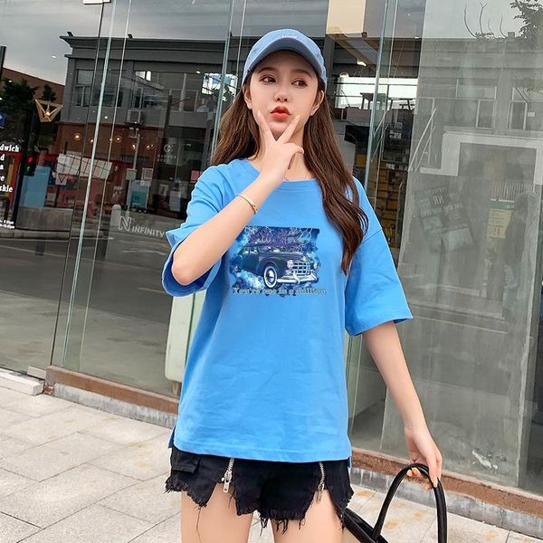 women's t-shirt printed pure cotton fashion loose casual all-match bottoming shirt ladies car digital, White
women's t-shirt printed pure cotton fashion loose casual all-match bottoming shirt ladies car digital, White