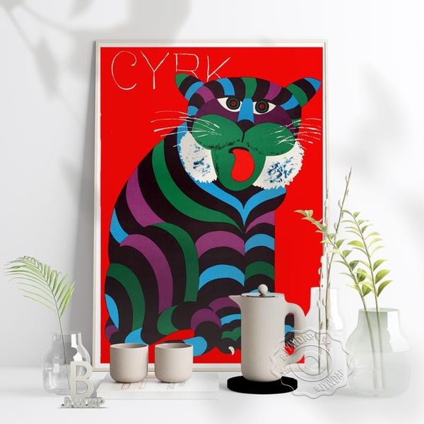 paintings polish circus art poster, colored tiger stripes wagging tongue print, vintage home creche wall kids room decor gift
paintings polish circus art poster, colored tiger stripes wagging tongue print, vintage home creche wall kids room decor gift