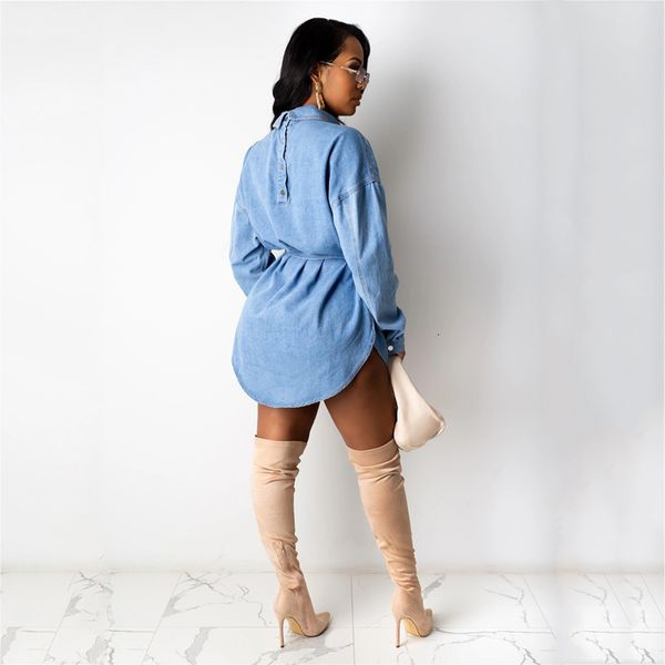 2021 new denim shirt long sleeve robe belt pocket single breasted split casual jeans women vintage party vestido ojsn, Black;gray
2021 new denim shirt long sleeve robe belt pocket single breasted split casual jeans women vintage party vestido ojsn, Black;gray