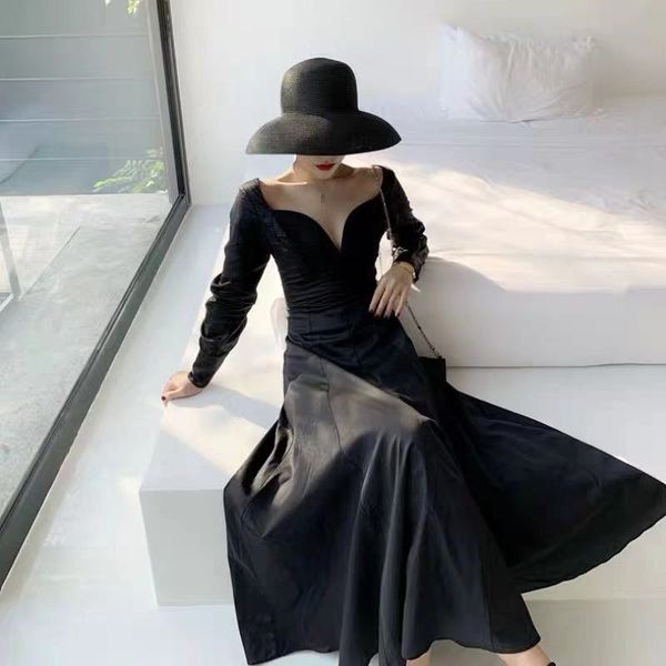 dressed 2021 french court dress retro skirt waist slimming temperament long black sleeve as holiday kawaii robe ete 9dtl, Black;gray
dressed 2021 french court dress retro skirt waist slimming temperament long black sleeve as holiday kawaii robe ete 9dtl, Black;gray