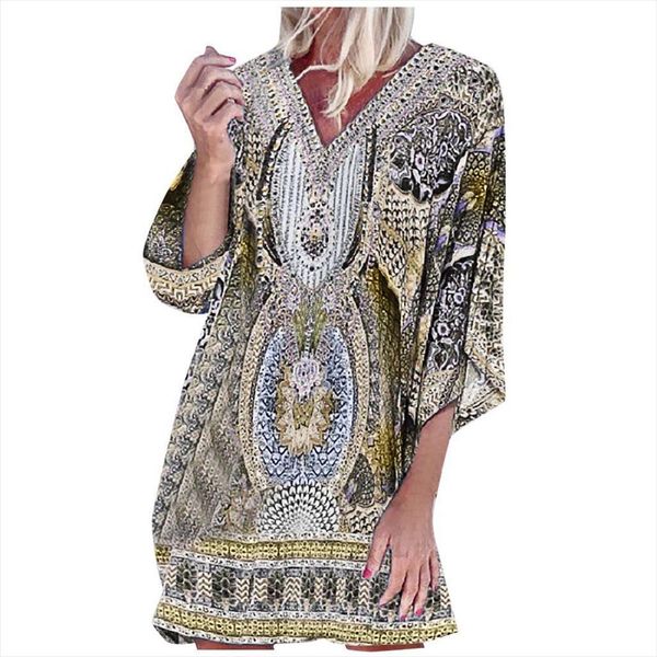 v neck beach outfit women dress printing leisure time on vacation long sleeves female robe clothing tunics, Black;gray
v neck beach outfit women dress printing leisure time on vacation long sleeves female robe clothing tunics, Black;gray