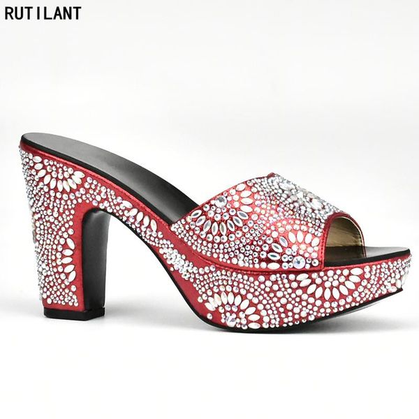 

dress shoes latest red color ladies decorated with rhinestone african parties for women nigerian shoe italian, Black