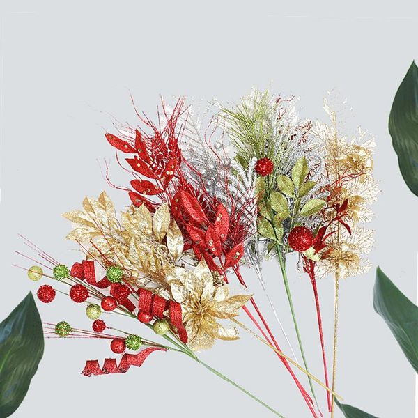 1pc gold powder christmas simulation flower fake plastic plant diy home party wedding decoration vase flower arrangement
1pc gold powder christmas simulation flower fake plastic plant diy home party wedding decoration vase flower arrangement
