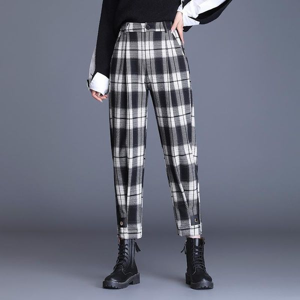 women's pants & capris 2021 woolen plaid women high waist autumn and winter loose harem thick casual all match, Black;white
women's pants & capris 2021 woolen plaid women high waist autumn and winter loose harem thick casual all match, Black;white