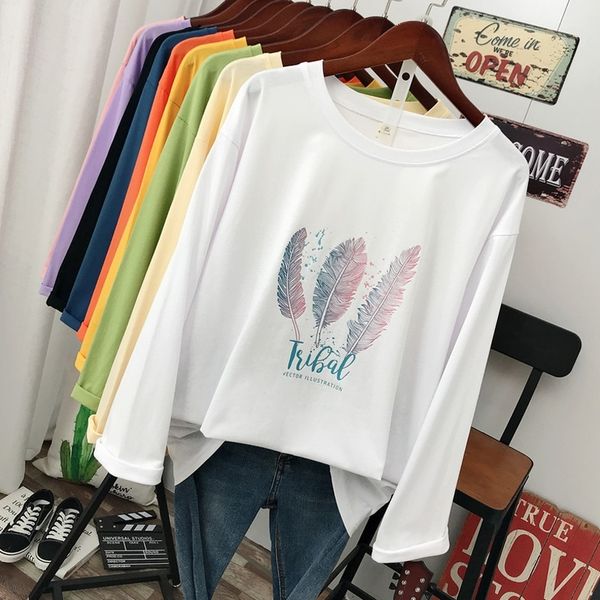 donamol plus size spring fashion casual women long sleeve t-shirt loose 100% cotton soft pullover harajuku feather print 210309, White
donamol plus size spring fashion casual women long sleeve t-shirt loose 100% cotton soft pullover harajuku feather print 210309, White
