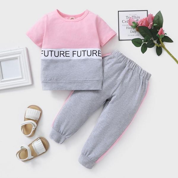baby girl sets summer short sleeve letters print patchwork t-shirt with solid color pants casual 2pccs costume set, White
baby girl sets summer short sleeve letters print patchwork t-shirt with solid color pants casual 2pccs costume set, White