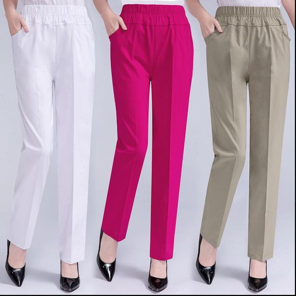 spring summer women thin elastic waist casual straight pants pantalones mujer female solid color trousers plus size clothing, Black;white
spring summer women thin elastic waist casual straight pants pantalones mujer female solid color trousers plus size clothing, Black;white