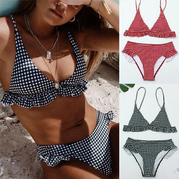 plaid bikini red green womens swimsuits bathing suits ruffles push up triangle beachwear women swimming, White;black
plaid bikini red green womens swimsuits bathing suits ruffles push up triangle beachwear women swimming, White;black