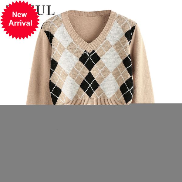 zaful women argyle crop v neck long sleeve pullover elegant knit sweater 2021 fashion autumn outwear, White;black
zaful women argyle crop v neck long sleeve pullover elegant knit sweater 2021 fashion autumn outwear, White;black