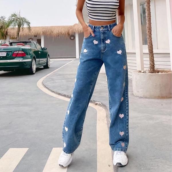 women's jeans women high waist loose straight pants denim 2021 cartoon printed casual female long trousers large size jean femme, Blue
women's jeans women high waist loose straight pants denim 2021 cartoon printed casual female long trousers large size jean femme, Blue
