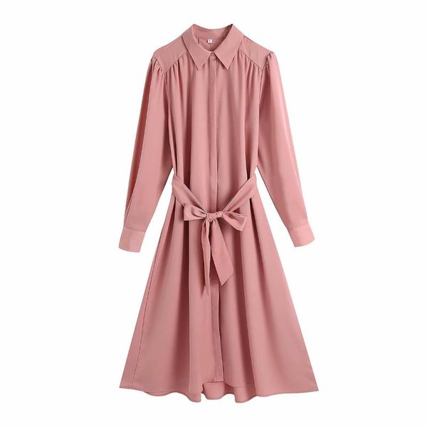 casual dresses women long sleeve lapel solid color dress vintage puff loose with belt chic female midi vestidos mujer, Black;gray
casual dresses women long sleeve lapel solid color dress vintage puff loose with belt chic female midi vestidos mujer, Black;gray