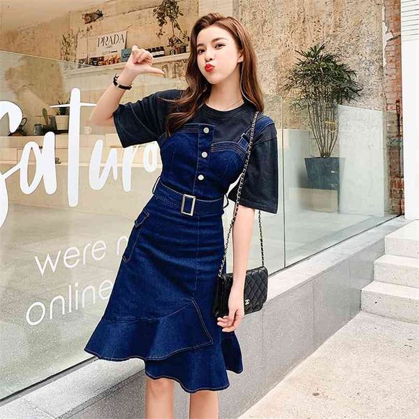 denim suspender dress for women summer korean fashion sleeveless irregular ruffles patchwork bodycon mermaid 210602, White
denim suspender dress for women summer korean fashion sleeveless irregular ruffles patchwork bodycon mermaid 210602, White