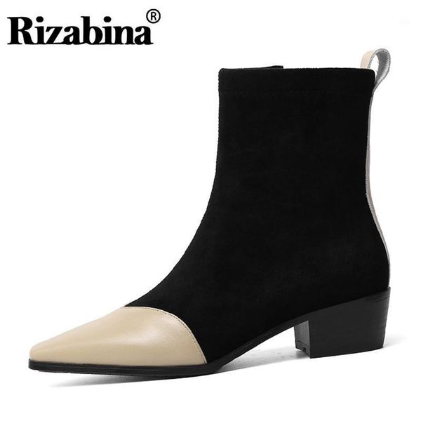 boots rizabina genuine leather women ankle zipper patchwork winter shoes high heel short office footwear size 34-391, Black
boots rizabina genuine leather women ankle zipper patchwork winter shoes high heel short office footwear size 34-391, Black