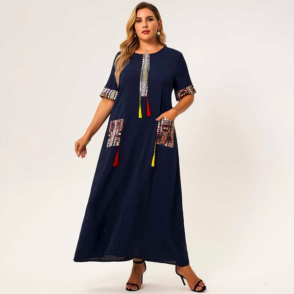 casual dresses summer maxi women plus size 2021 deep blue loose tassel pockects half sleeve large golden hemmed vintange party rob, Black;gray
casual dresses summer maxi women plus size 2021 deep blue loose tassel pockects half sleeve large golden hemmed vintange party rob, Black;gray