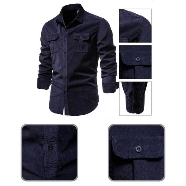 men's casual shirts two pockets all match lapel men winter shirt for home autumn, White;black
men's casual shirts two pockets all match lapel men winter shirt for home autumn, White;black