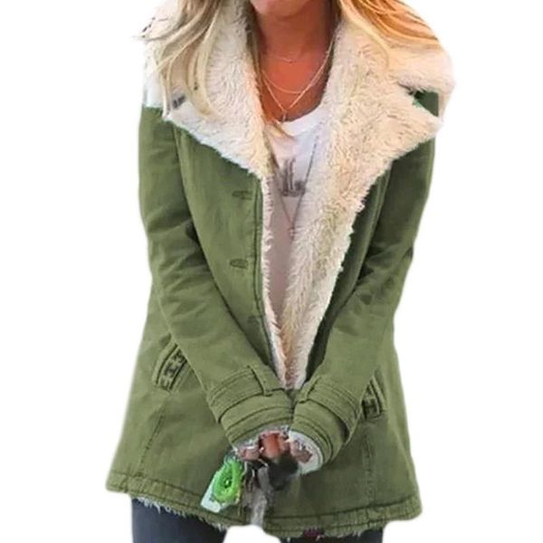 women's jackets faux denim jacket autumn winter women long sleeve vintage lapel button down thicken plush lined coat loose outerwear, Black;brown 
women's jackets faux denim jacket autumn winter women long sleeve vintage lapel button down thicken plush lined coat loose outerwear, Black;brown