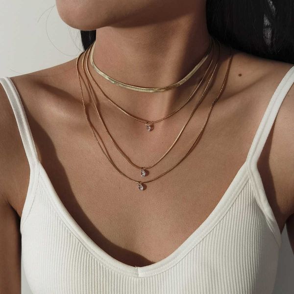 jewelry simple and fresh multi-layer special chain women's fashion crystal pendant necklace set, Silver
jewelry simple and fresh multi-layer special chain women's fashion crystal pendant necklace set, Silver