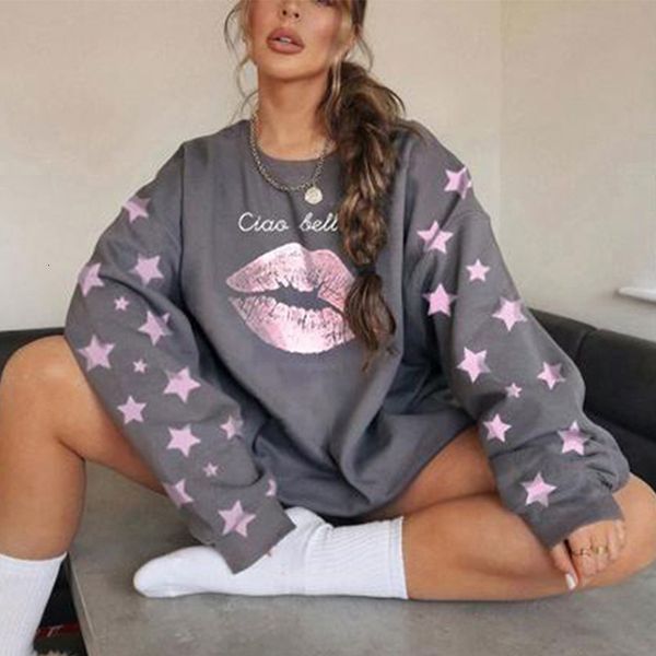 2021 new pink lips vintage gray sweatshirts women loose oversized designer autumn casual streetwear crewneck pullovers plus size gdfh, Black
2021 new pink lips vintage gray sweatshirts women loose oversized designer autumn casual streetwear crewneck pullovers plus size gdfh, Black