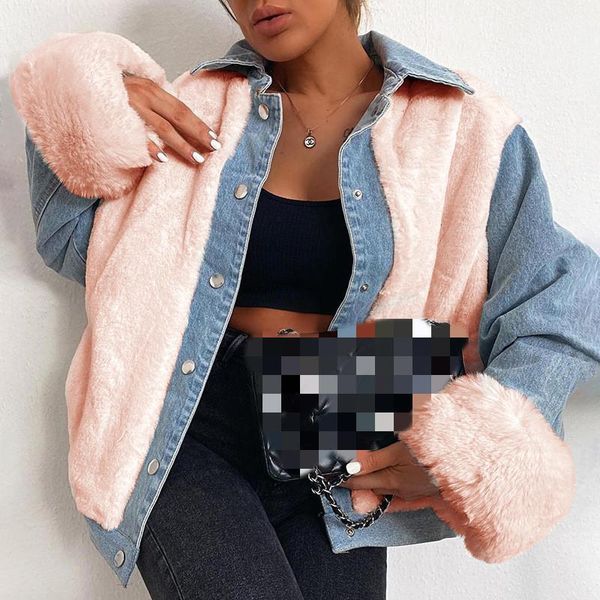 women's jackets winter denim patchwork velvet women coat warm black single breasted female coats 2021 fashion streetwear ladies outerwe, Black;brown
women's jackets winter denim patchwork velvet women coat warm black single breasted female coats 2021 fashion streetwear ladies outerwe, Black;brown