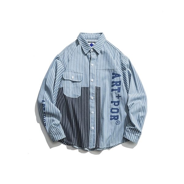 luoye new men's loose striped shirt a657 for autumn 2019, White;black 
luoye new men's loose striped shirt a657 for autumn 2019, White;black